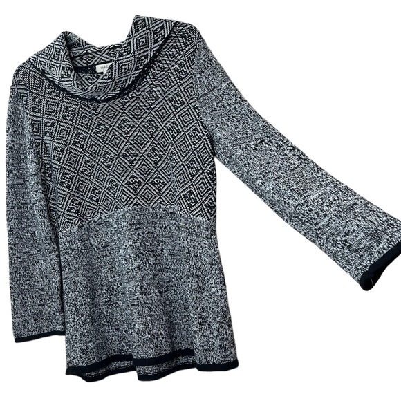 NWT Style & Co black white tribal marled geometric pattern cowl neck sweater XXL - Picture 3 of 10